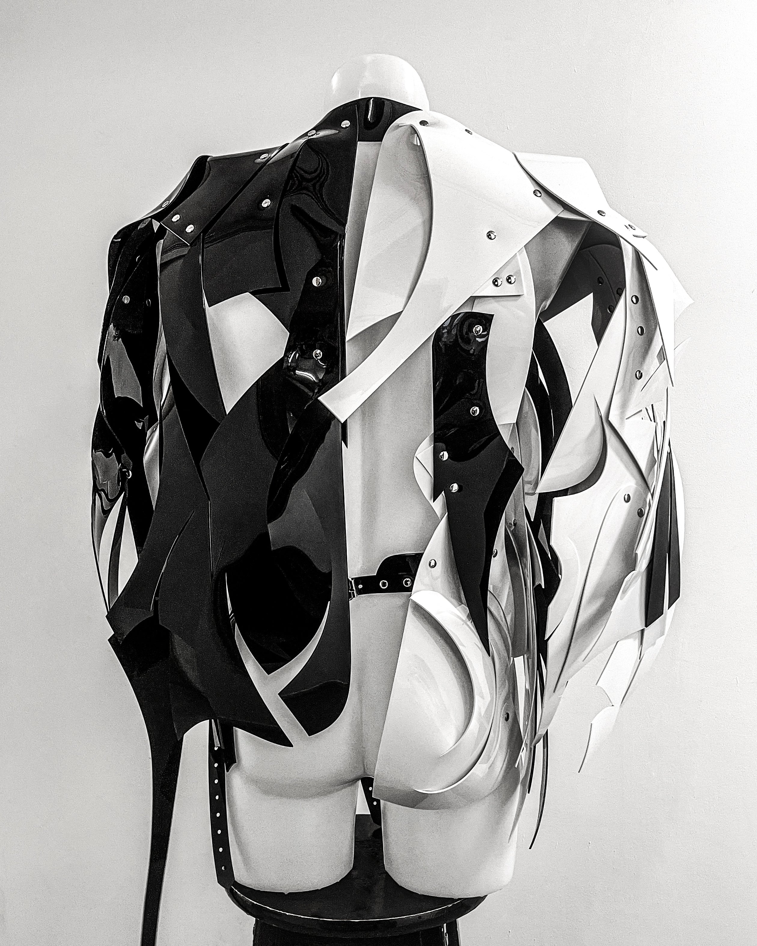 Jivomir Domoustchiev wearable asymmetric sculpture vegan future fashion jacket art