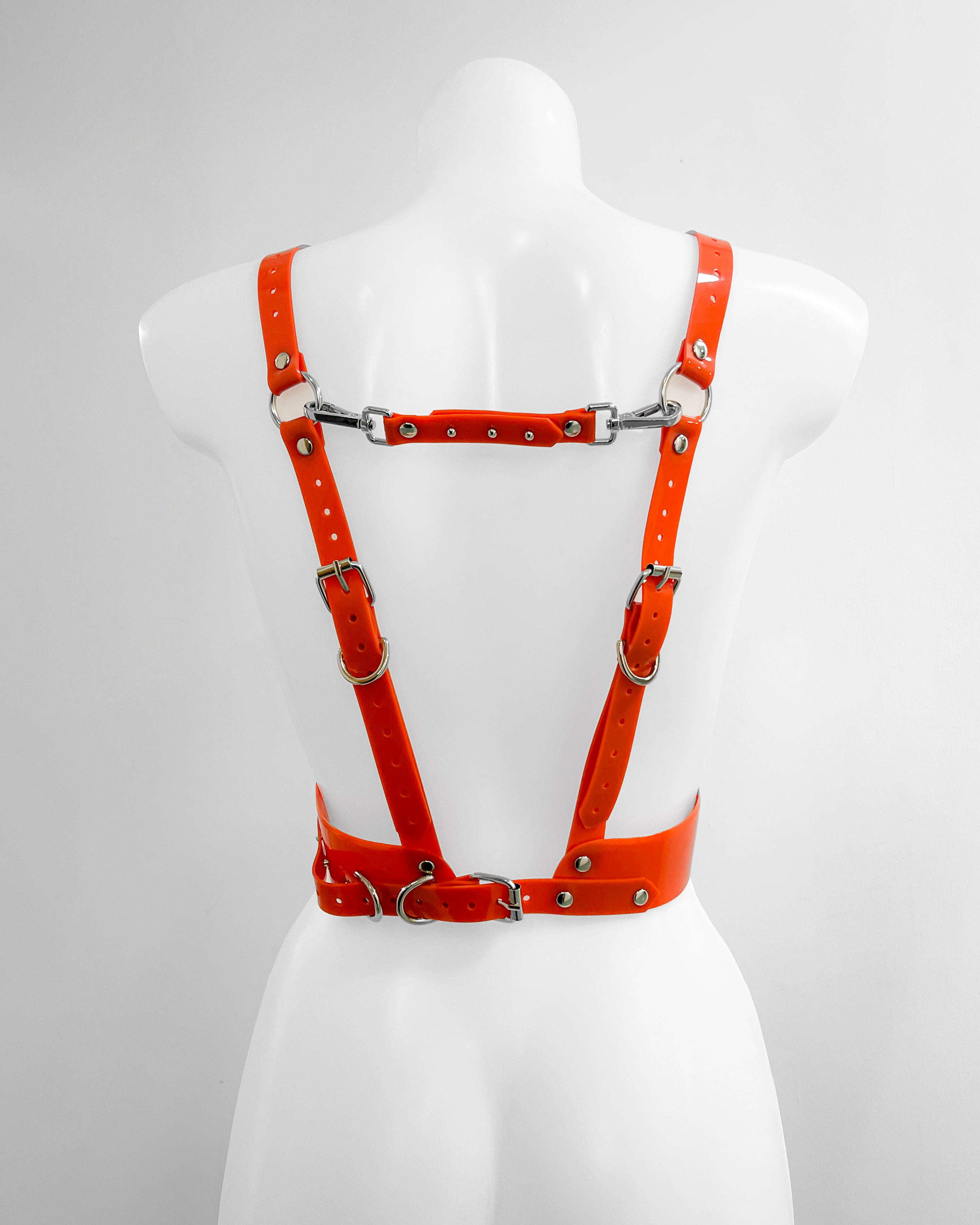 Jivomir Domoustchiev vegan vinyl pvc fashion hand crafted to order only in East London Atelier independent luxury brand Robo arm harness