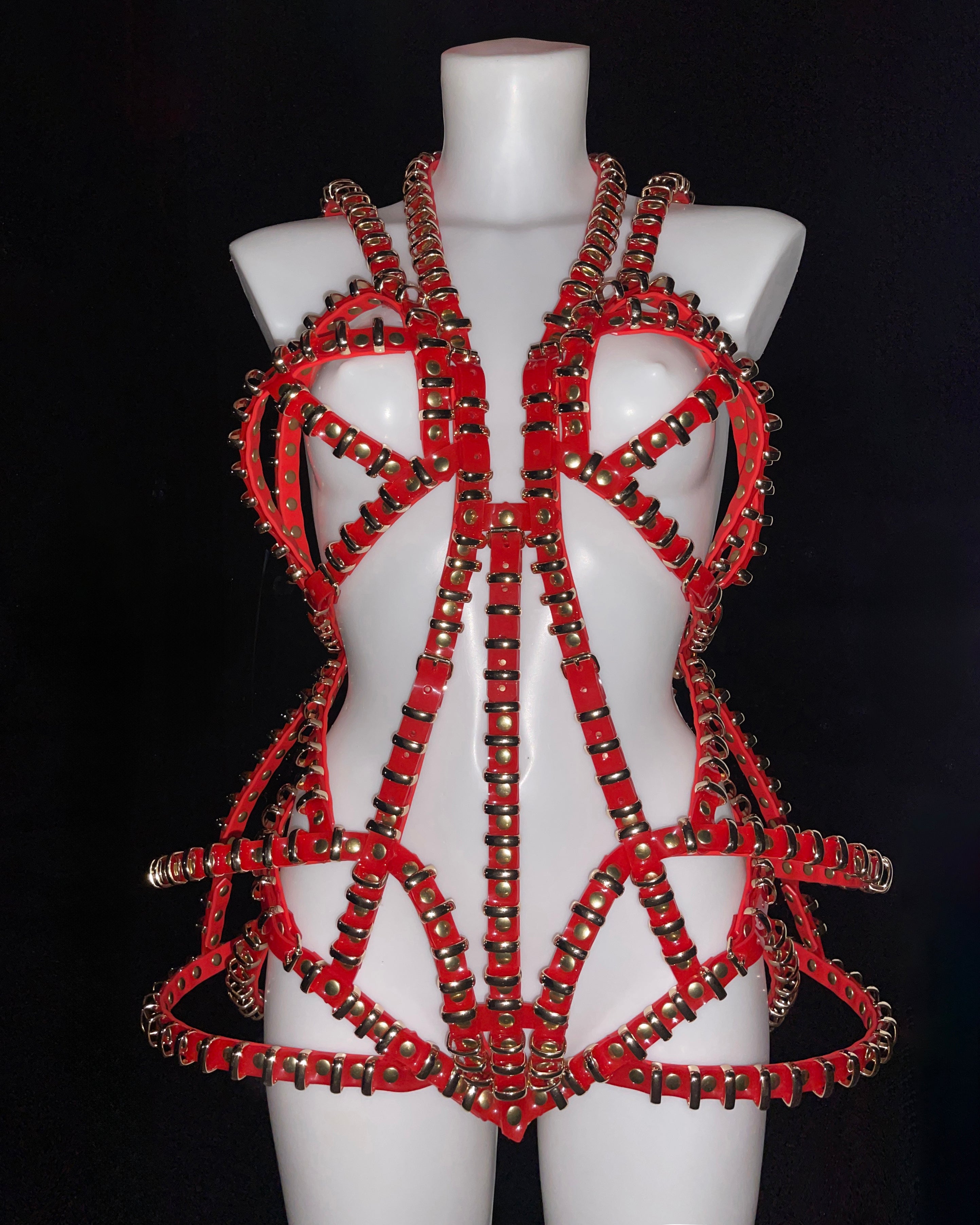 Jivomir Domoustchiev vegan sculpture mini ring cage dress