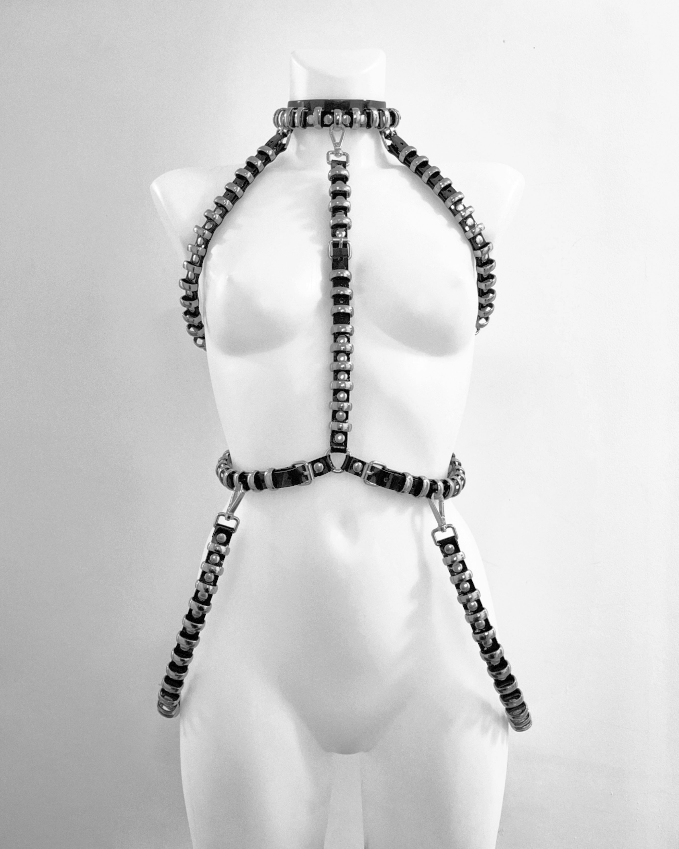 Jivomir Domoustchiev vegan vinyl pvc fashion wearable sculpture hand crafted to order only in East London Atelier independent luxury brand  mini ring harness