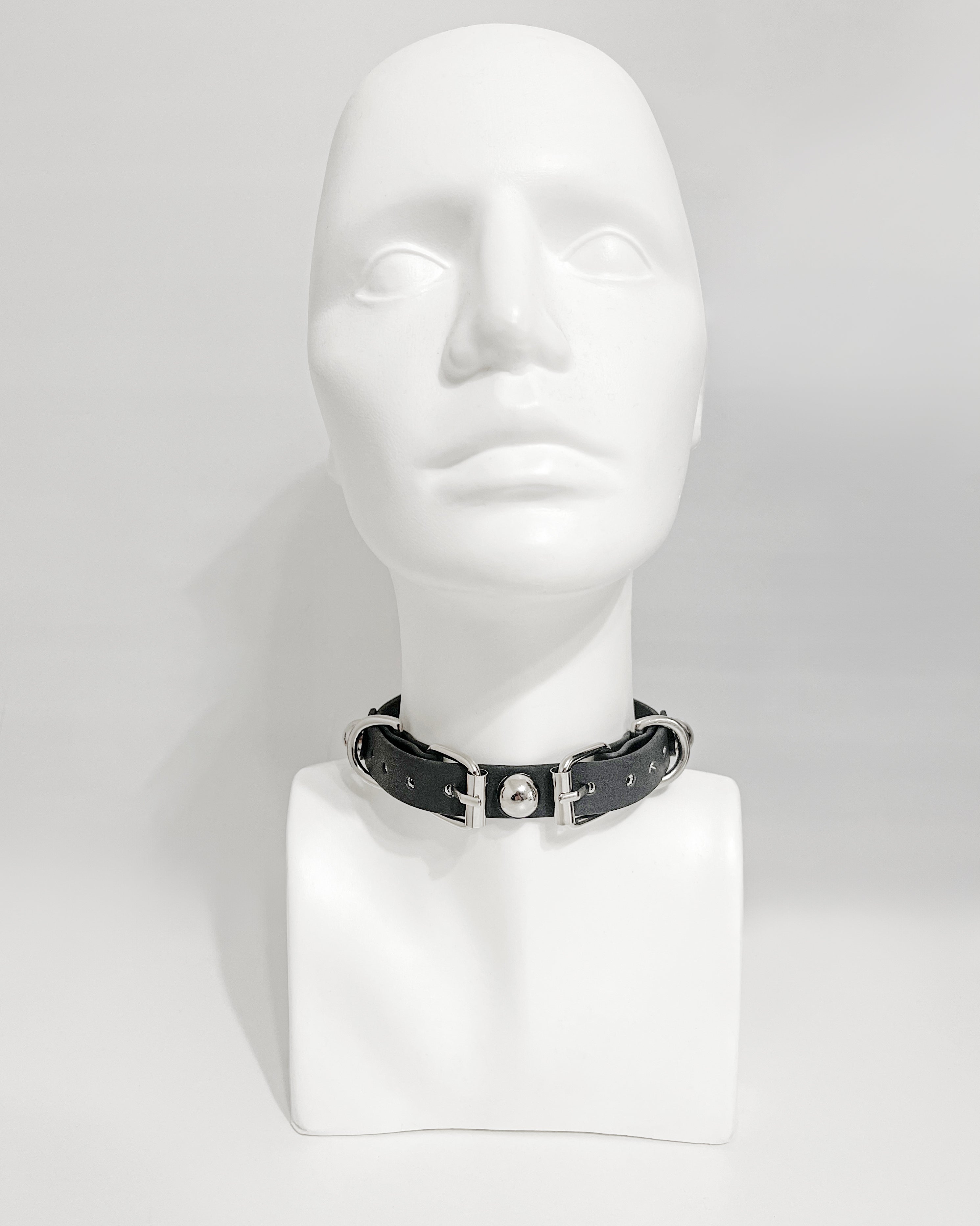 Jivomir Domoustchiev pure must have kink collection vegan fashion and accessories rubberised harness luxury finish hand crafted rave dog collar