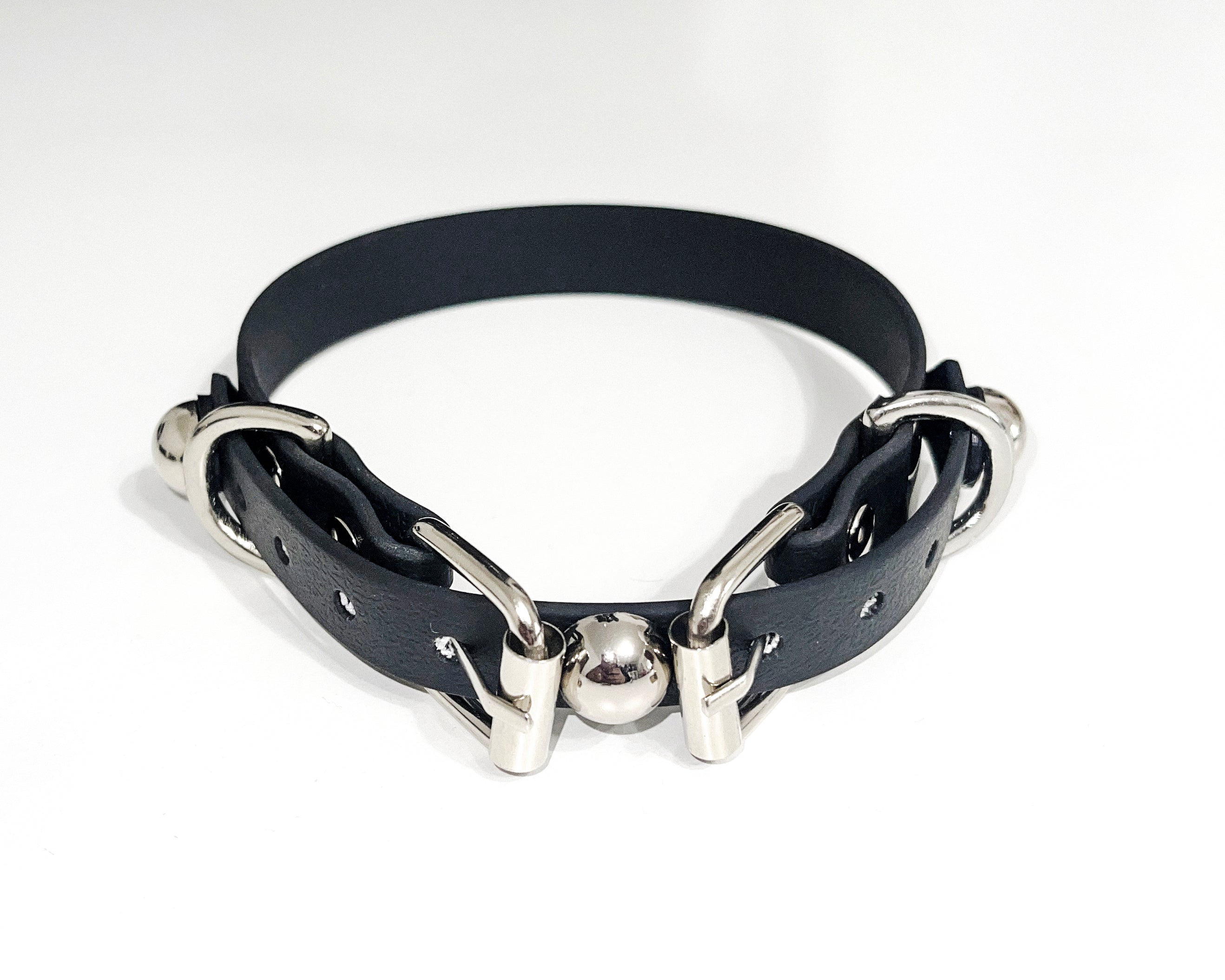 Jivomir Domoustchiev pure must have kink collection vegan fashion and accessories rubberised harness luxury finish hand crafted rave dog collar