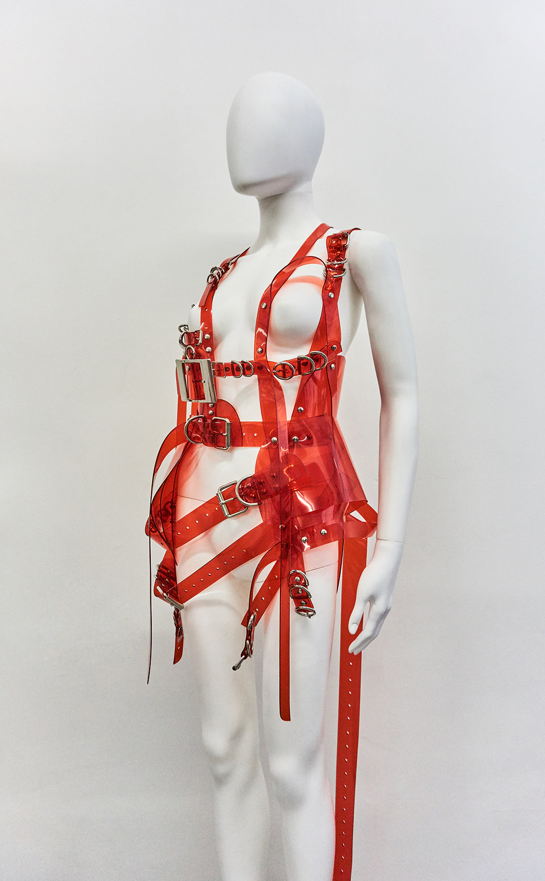 Jivomir Domoustchiev vegan vinyl pvc fashion wearable sculpture hand crafted to order only in East London Atelier independent luxury brand belt