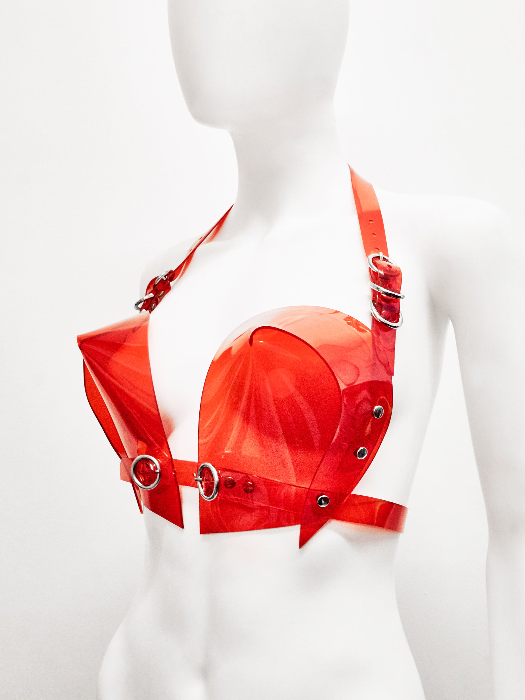 Jivomir Domoustchiev vegan vinyl pvc fashion wearable sculpture hand crafted to order only in East London Atelier independent luxury brand bras bustier corset