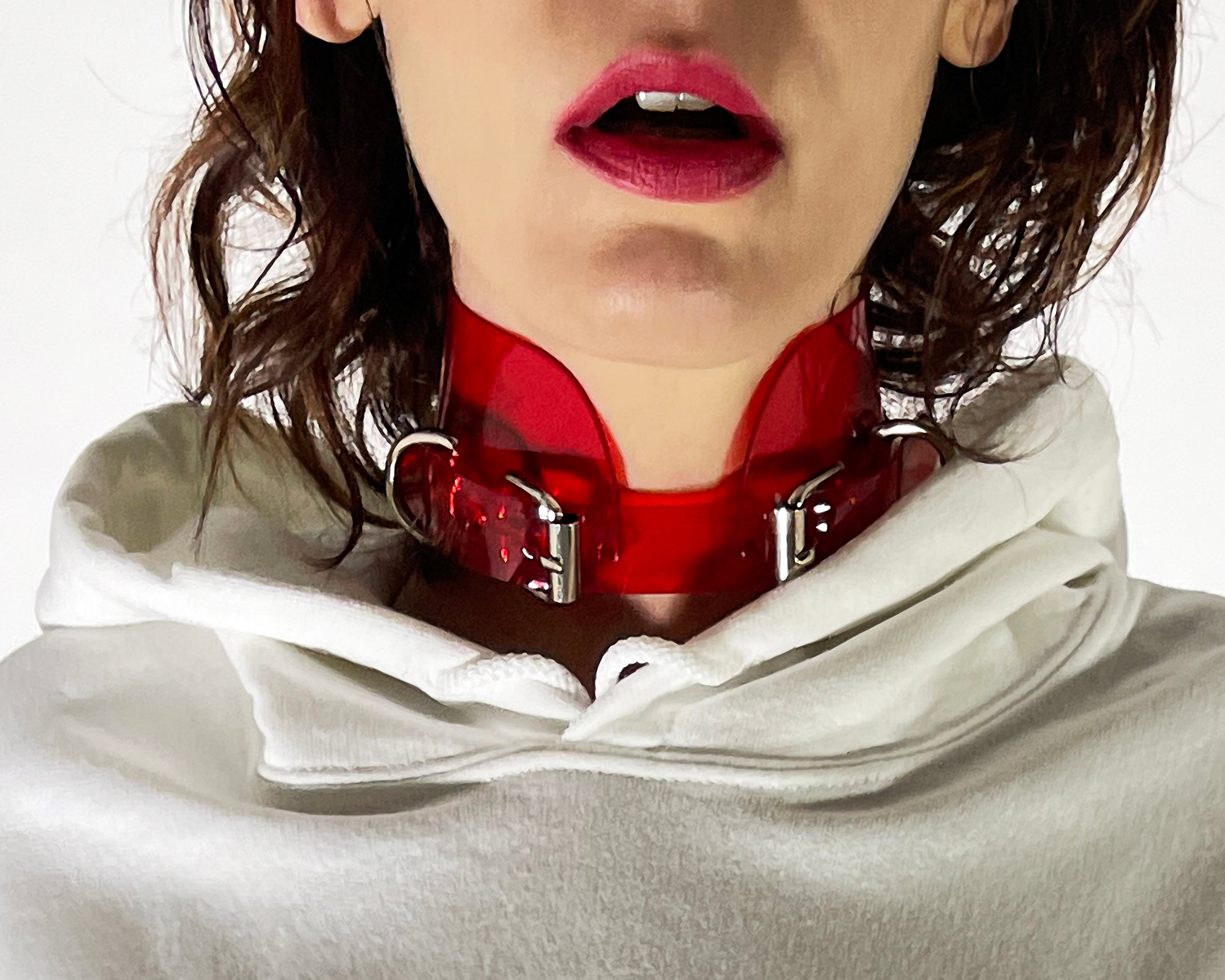 Jivomir Domoustchiev vegan vinyl pvc fashion wearable sculpture hand crafted to order only in East London Atelier independent luxury brand collar choker