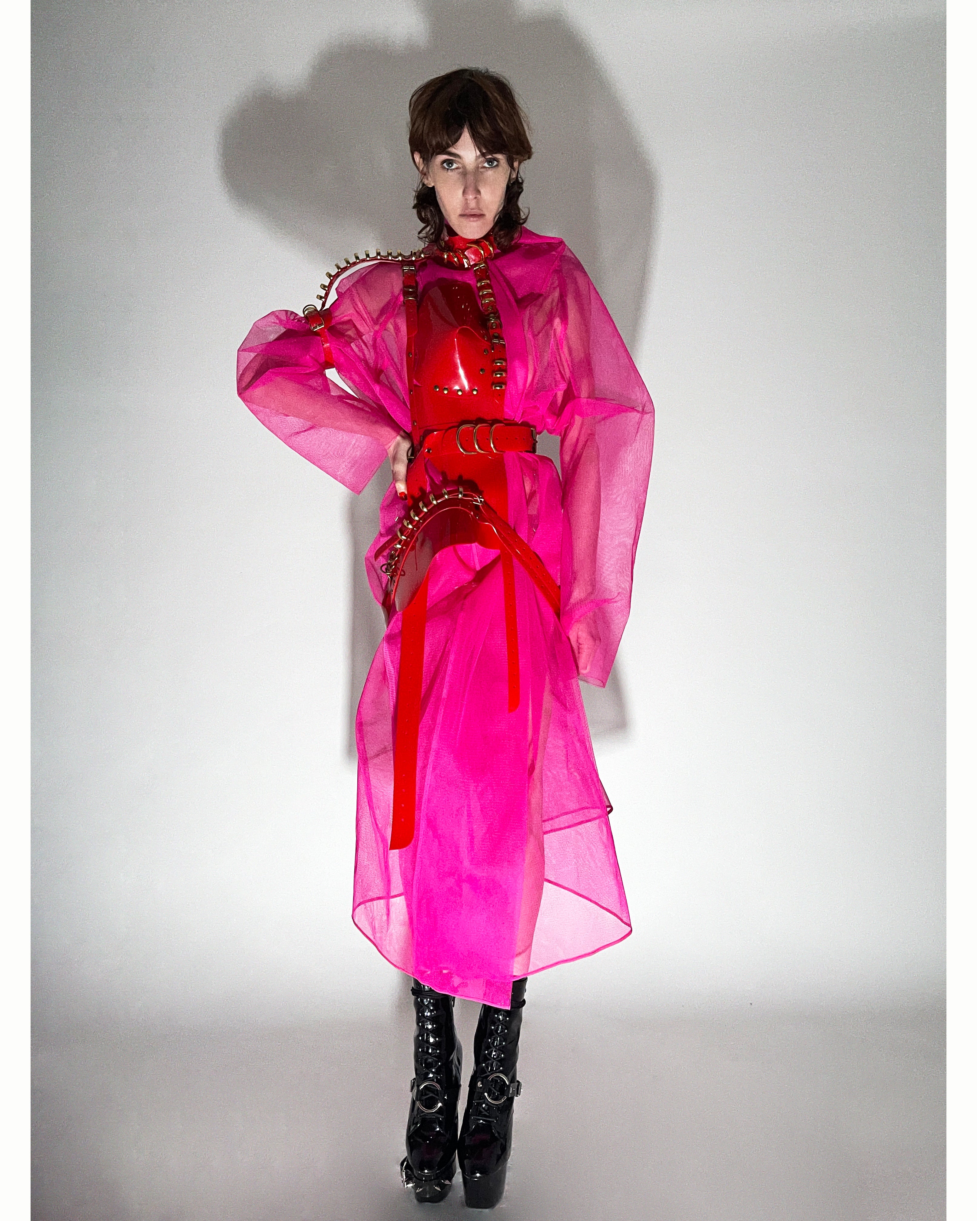 Jivomir Domoustchiev Oversized Stiffened Net Coat hand crafted in East London atelier