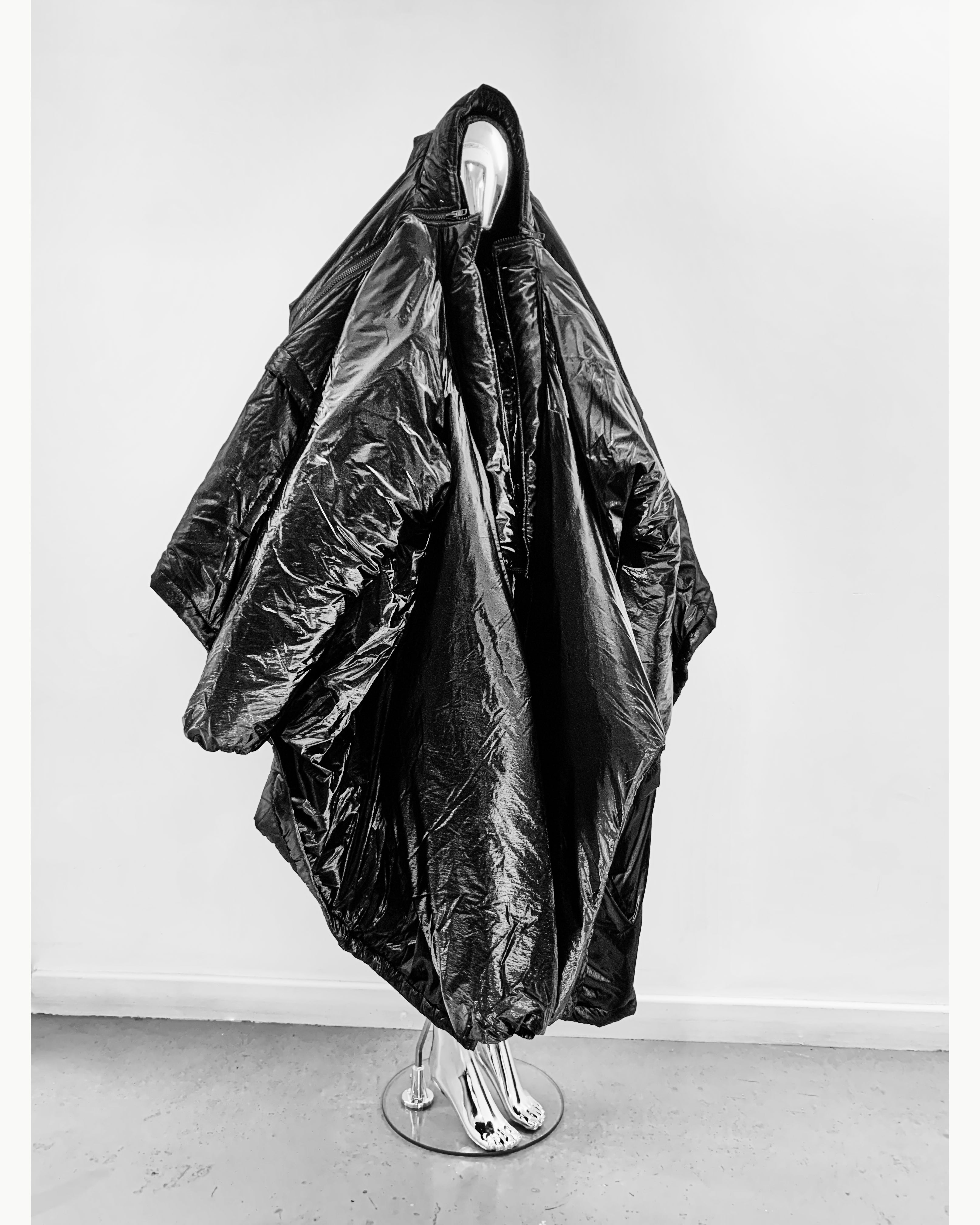 Shapeshifter PUF Jivomir Domoustchiev layered sculpture  Puffa coat repurposed reimagineeverything future fashion hand crafted made in London luxury couture 