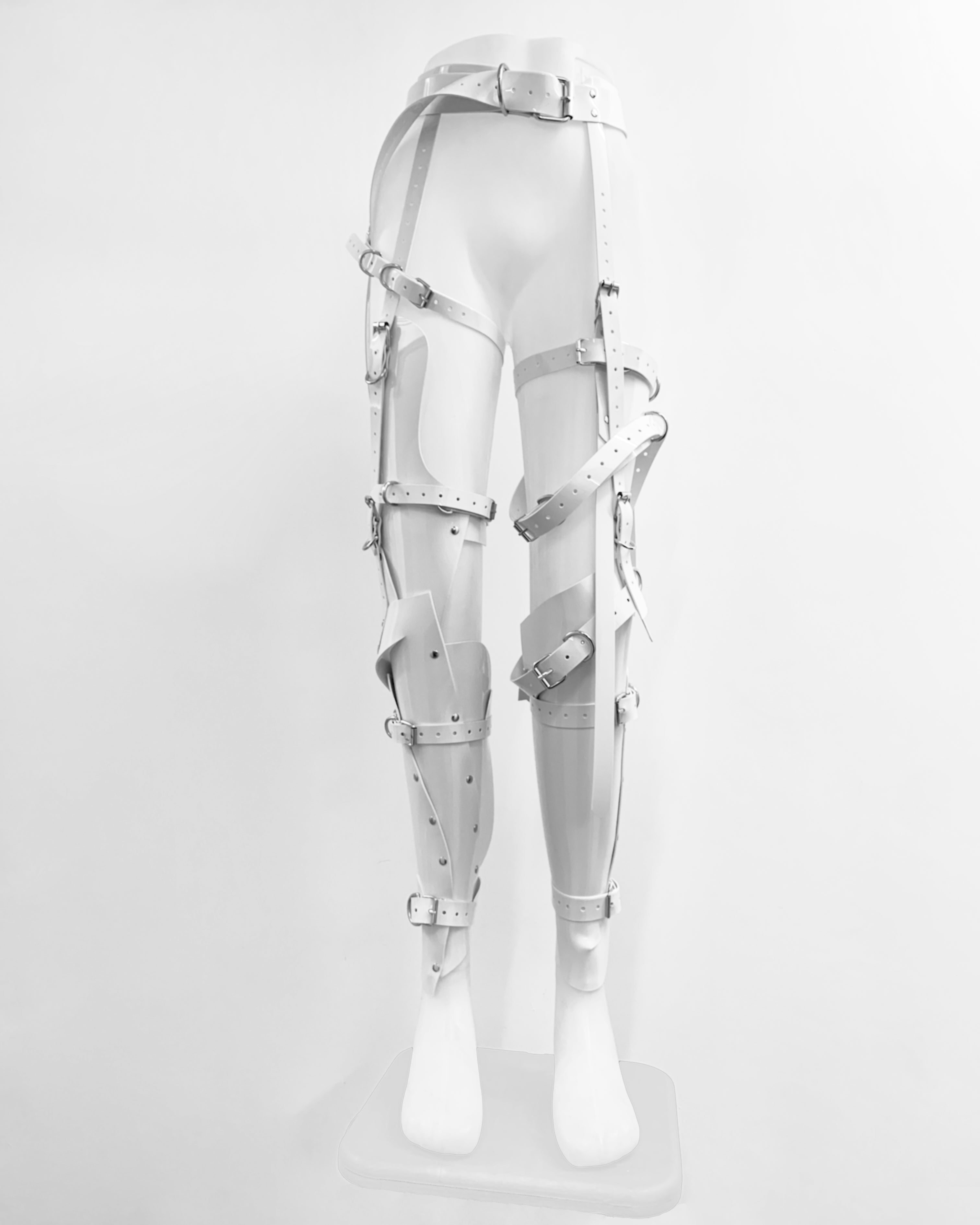 Jivomir Domoustchiev Full Robot Leg Harness in vegan vinyl pure robot style future Dixie D'Amelo perfect styling to create full  look worn as belt or full look