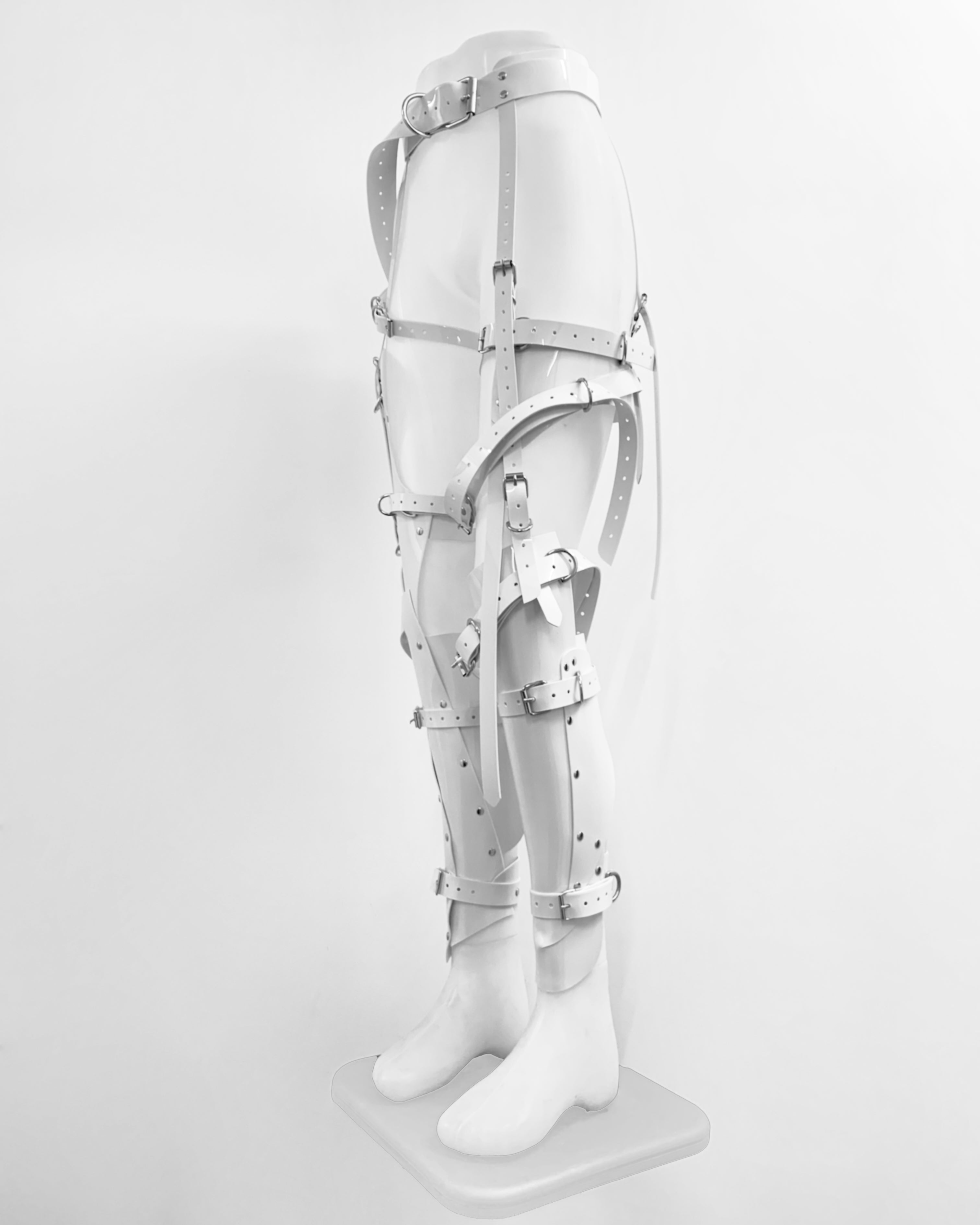 Jivomir Domoustchiev Full Robot Leg Harness in vegan vinyl pure robot style future Dixie D'Amelo perfect styling to create full  look worn as belt or full look