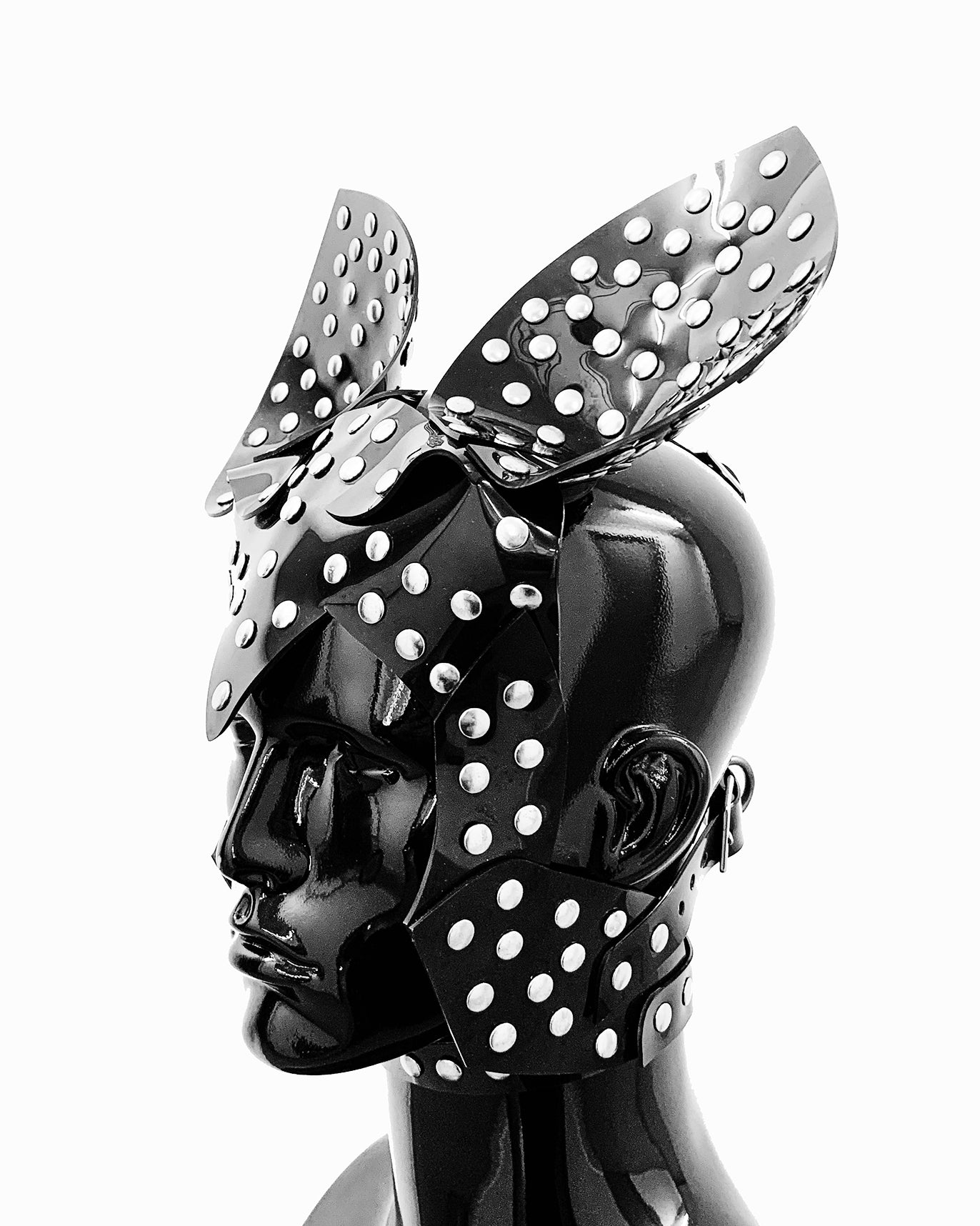 Vegan vinyl spirit animal studded kink role-play anime headpiece mask carnival rabbit cat eagle wolf dog ring Jivomir Domoustchiev