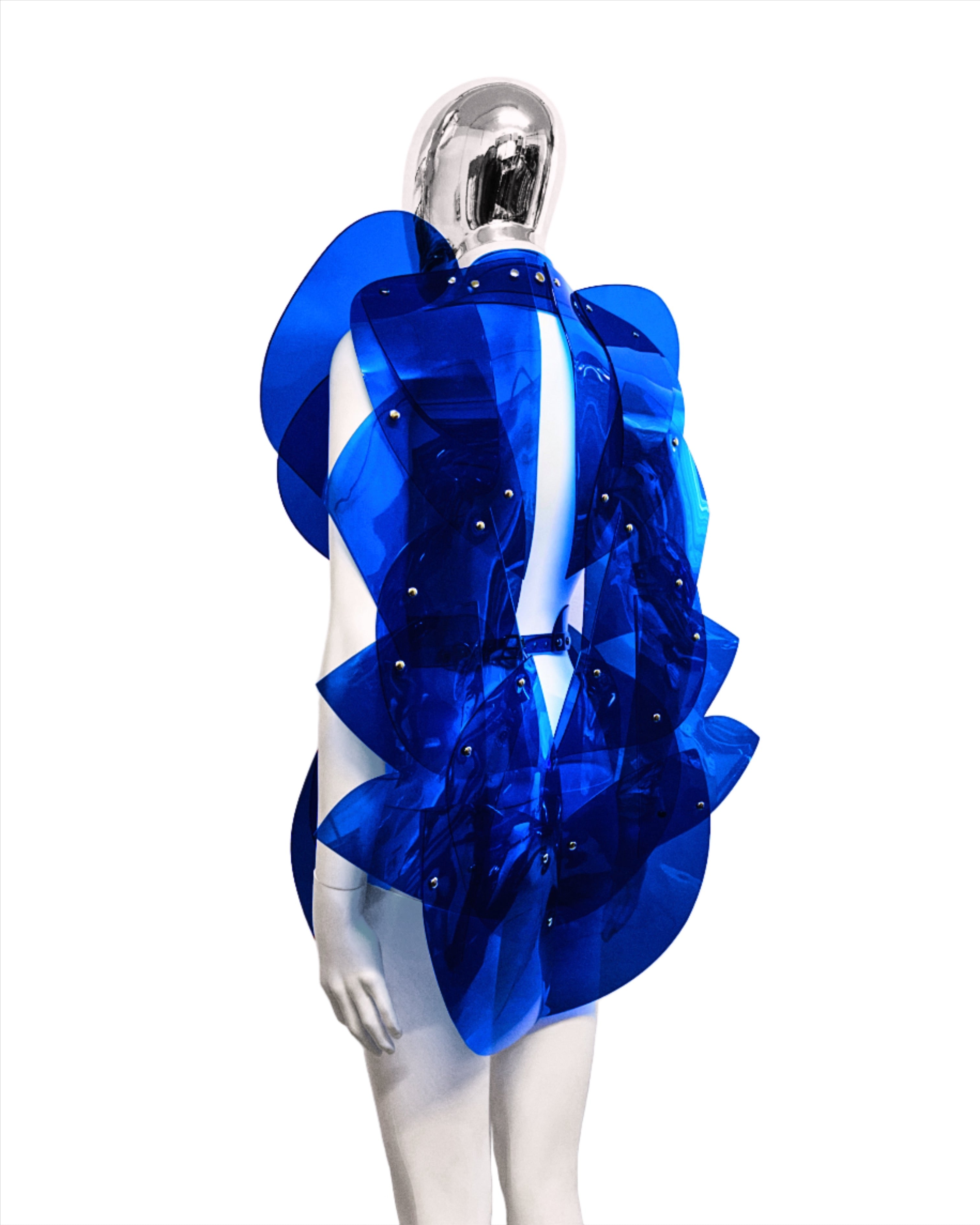 Jivomir Domoustchiev morphed transparent vegan vinyl pure Sculpture Galaxy coat. Beauty in symmetry artistic future expression