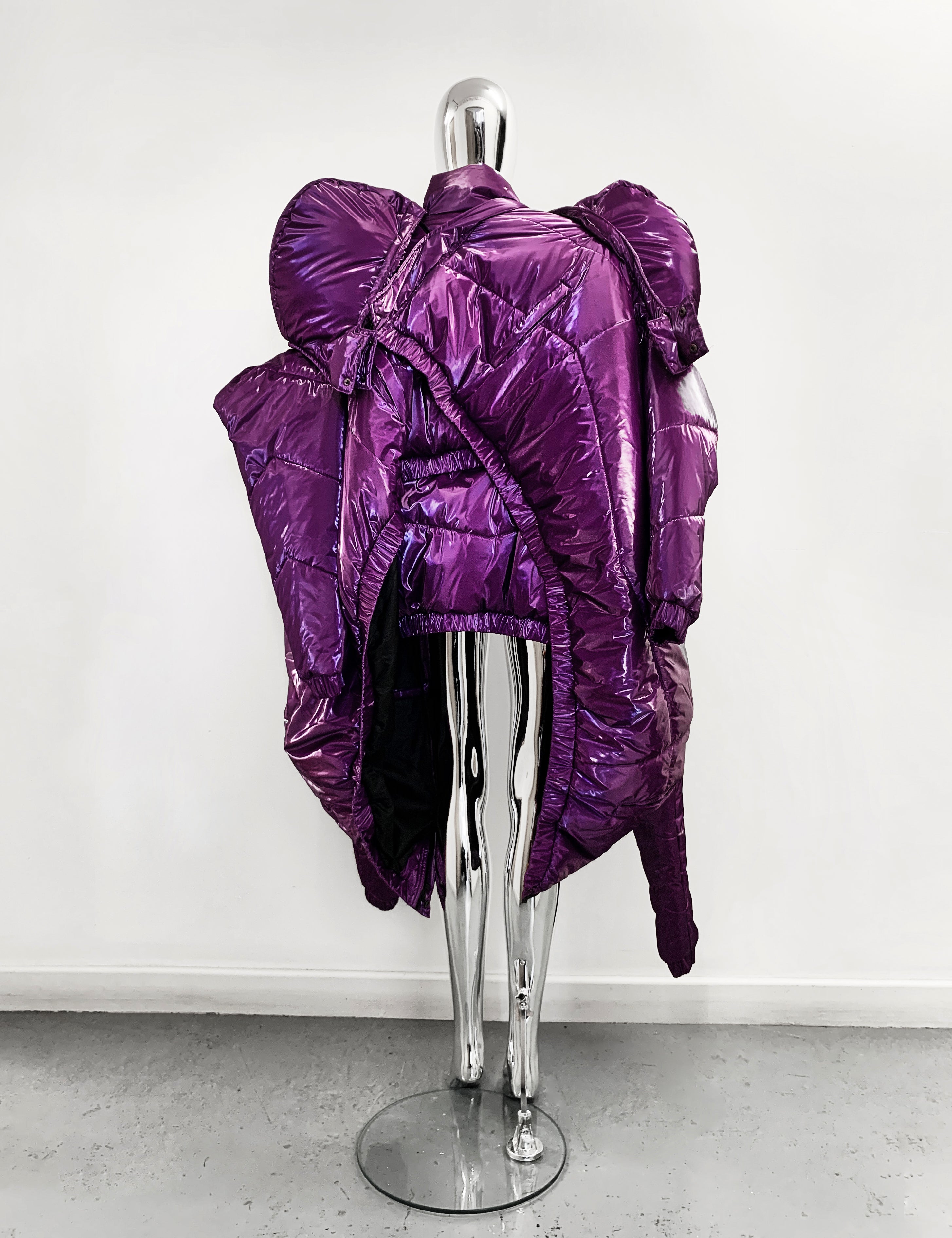 Jivomir Domoustchiev repurposed reimagine our future puffa coat jacket hand crafted to order only