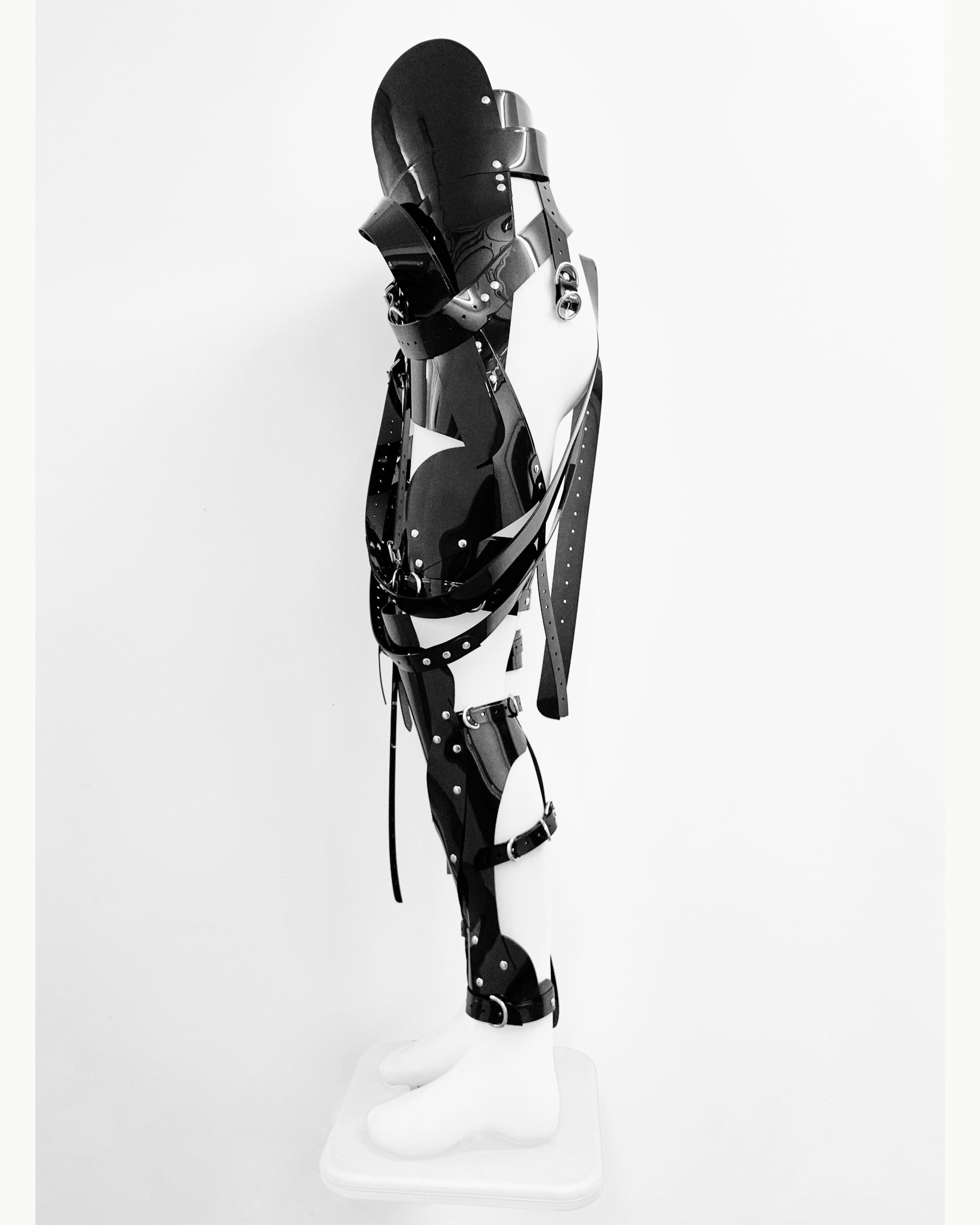Jivomir Domoustchiev Full Robot Leg Harness in vegan vinyl pure robot style future Dixie D'Amelo perfect styling to create full  look worn as belt or full look