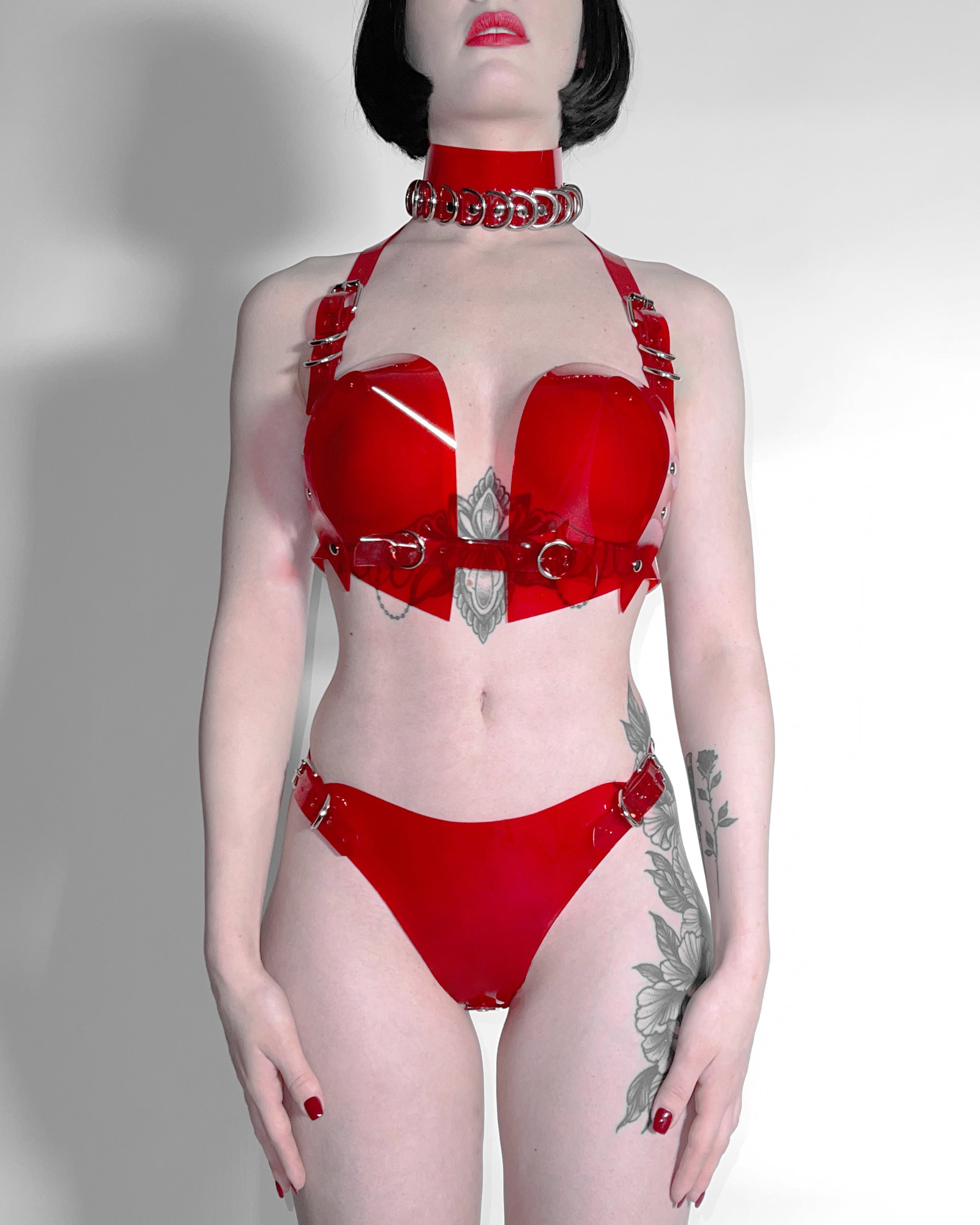 Jivomir Domoustchiev vegan vinyl pvc fashion wearable sculpture hand crafted to order only in East London Atelier independent luxury brand bras and panties knickers