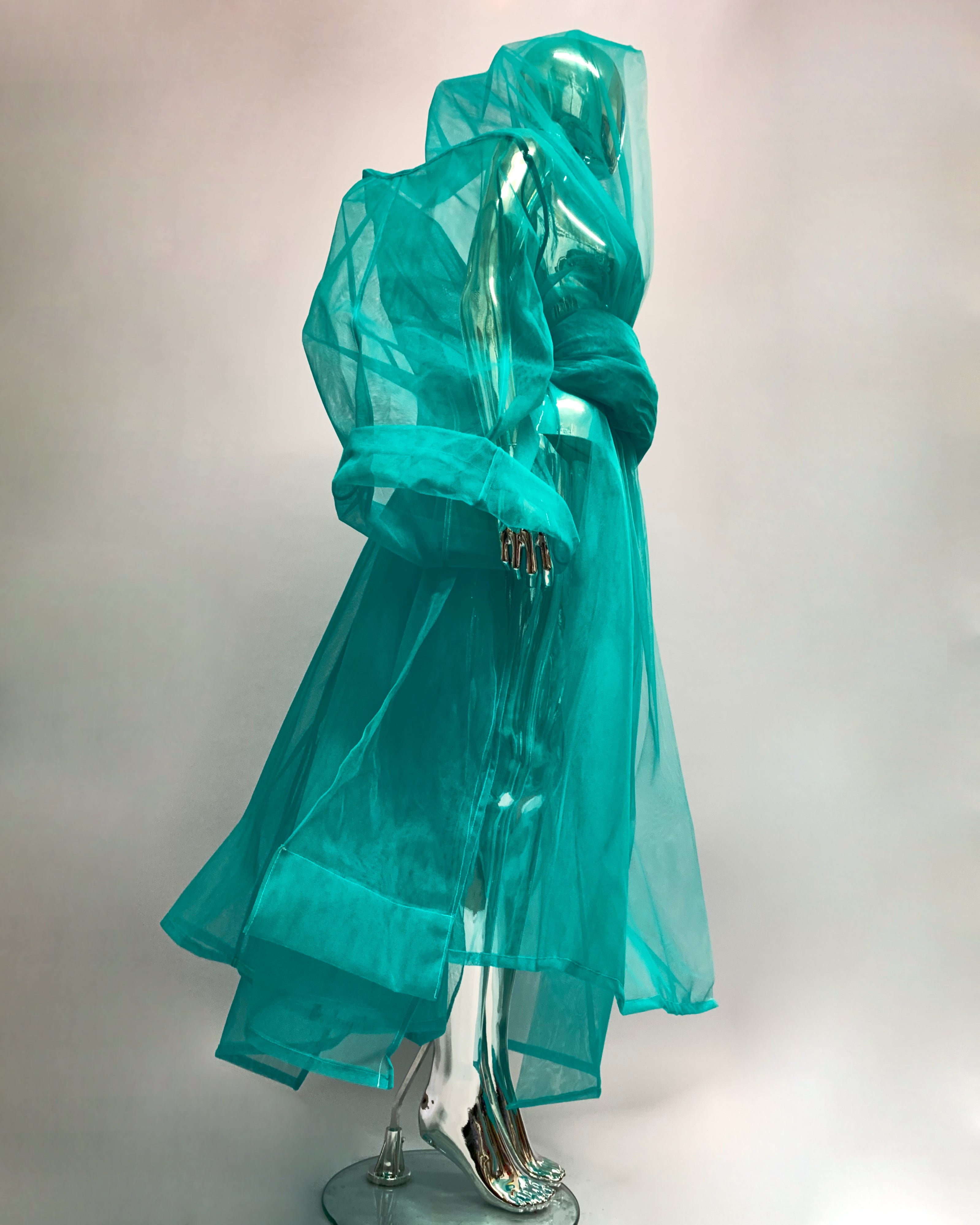 Jivomir Domoustchiev net mesh opera oversized coat