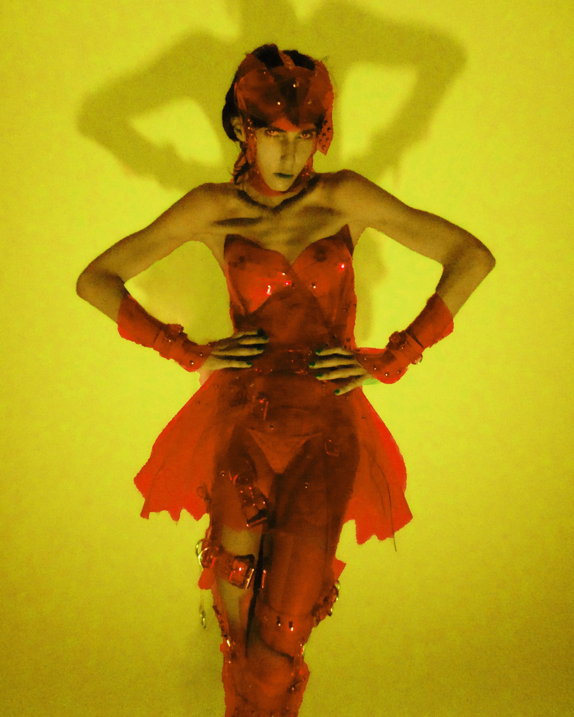 Jivomir Domoustchiev vegan vinyl pvc fashion wearable sculpture hand crafted to order only in East London Atelier independent luxury future couture fashion barbarella kink film design