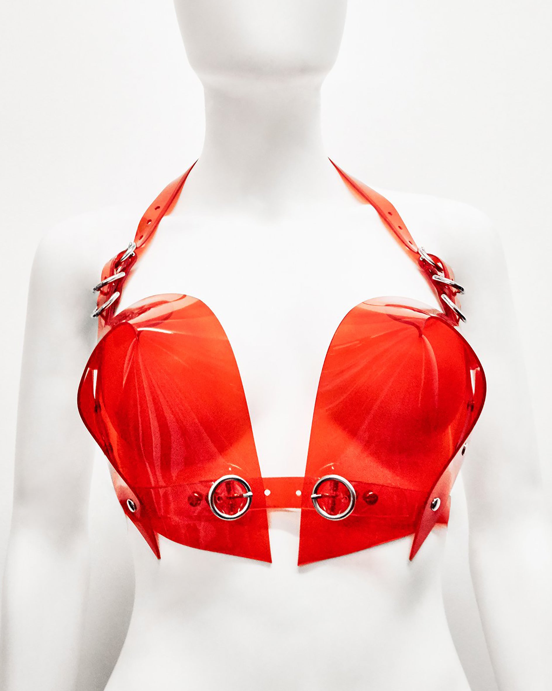 Jivomir Domoustchiev vegan vinyl pvc fashion wearable sculpture hand crafted to order only in East London Atelier independent luxury brand bras bustier corset