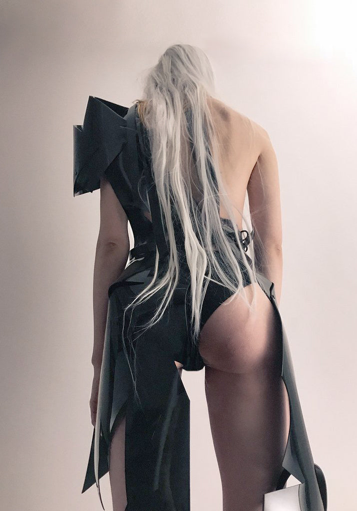 Jivomir Domoustchiev sculpture half dress superhero cosplay luxury future design love modernity  vegan couture