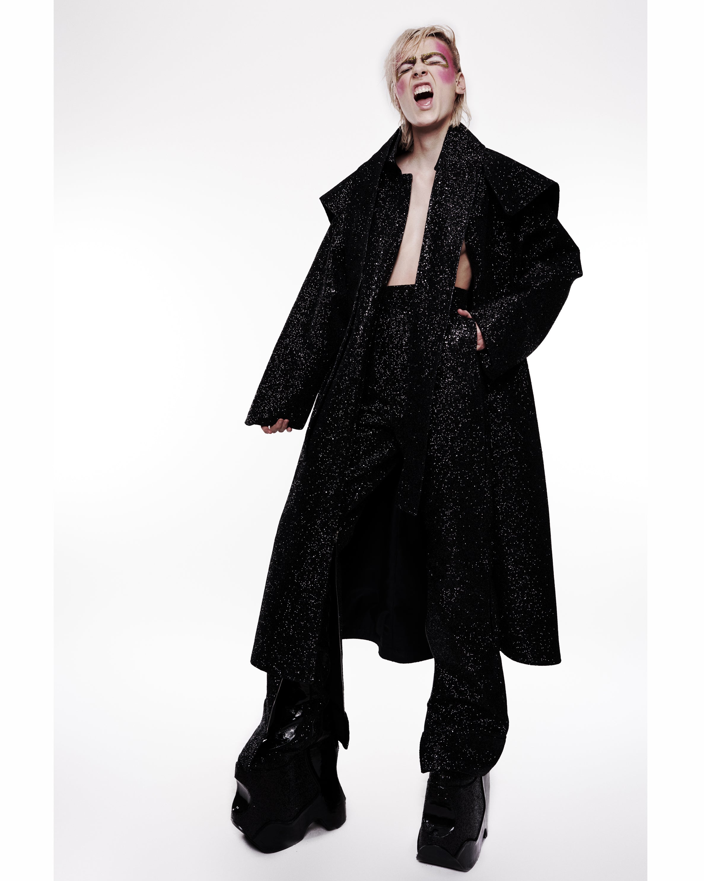 Jivomir Domoustchiev Glitter Coat black