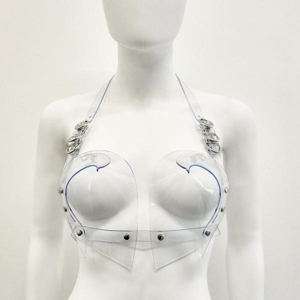 Jivomir Domoustchiev transparent vegan vinyl PVC bras bustier corset