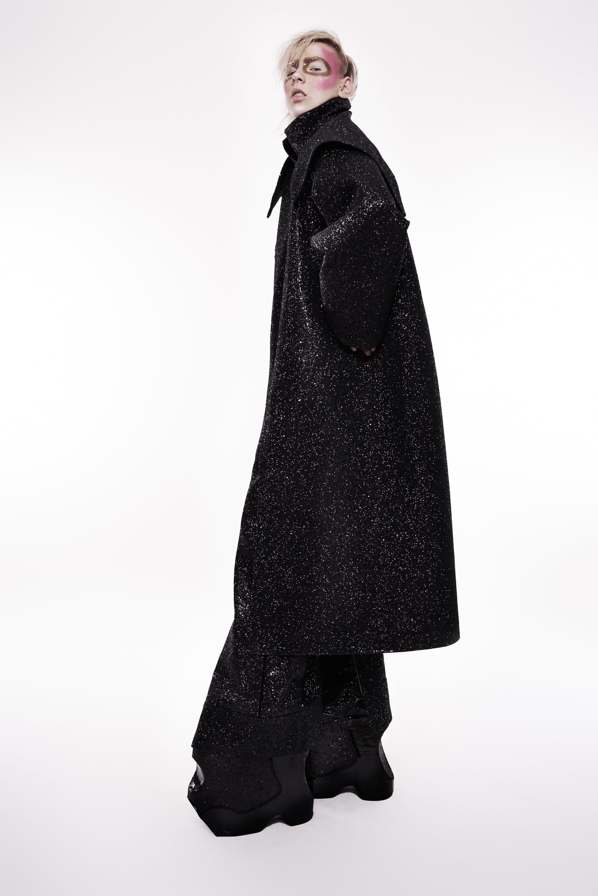 Jivomir Domoustchiev Glitter Coat black