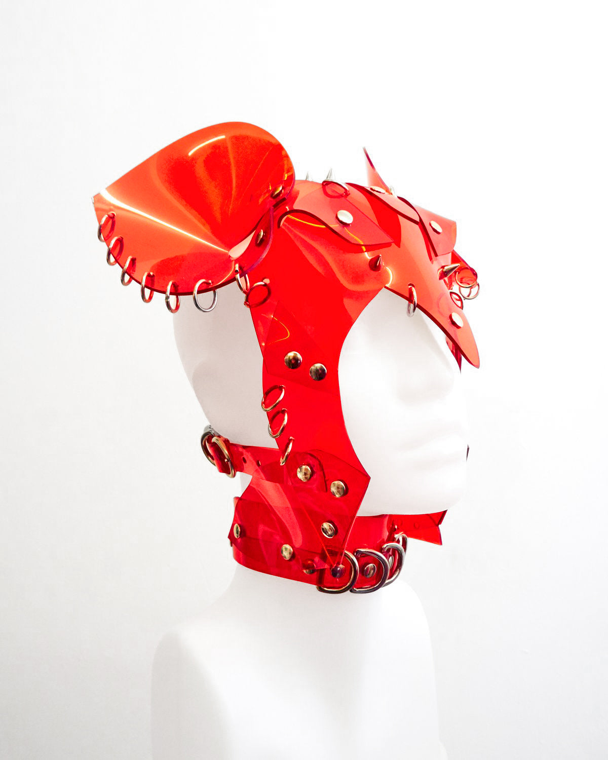 Vegan vinyl spirit animal studded kink role-play anime headpiece mask carnival rabbit cat eagle wolf dog ring Jivomir Domoustchiev